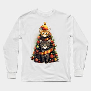 Cat Christmas Tree Long Sleeve T-Shirt